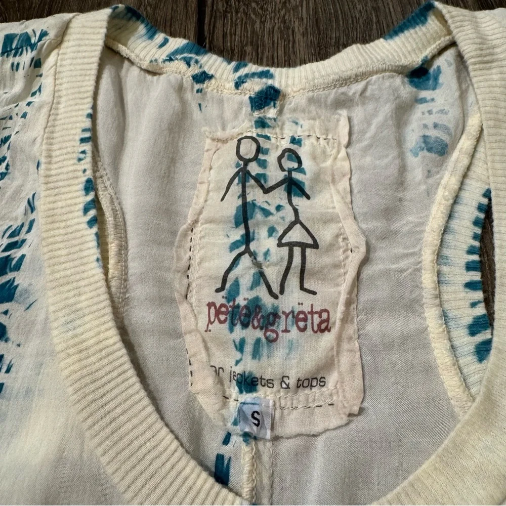 Pete & Greta White cream and Blue Sleeveless Top JW tie dye size small boho - Picture 4 of 6